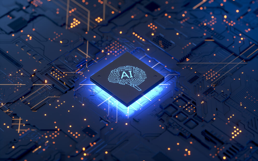 AI computer chip within a business computer