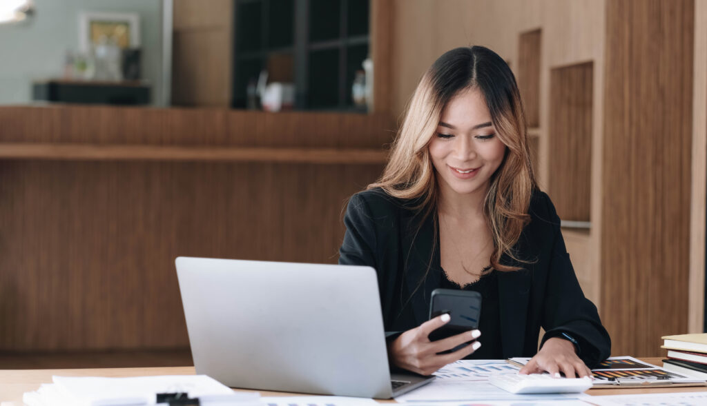 Woman Using Mobile App